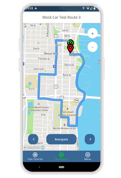 Palm Beach Gardens driving test routes app