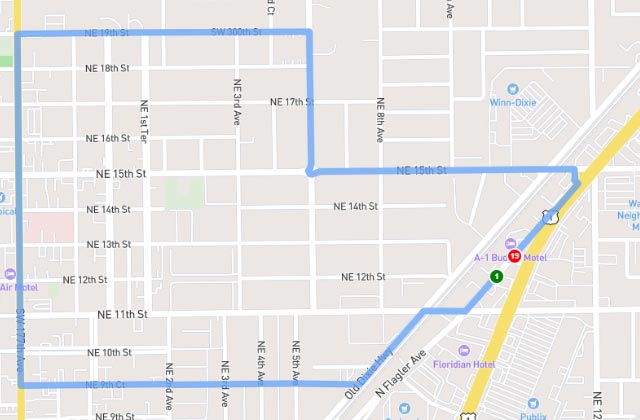 Homestead DMV driving test route google map